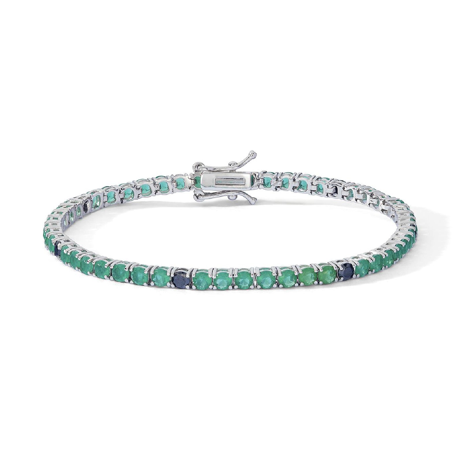 Bracciale uomo Comete in argento con zirconi verdi e neri 19 cm