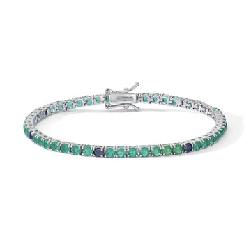 Bracciale uomo Comete in argento con zirconi verdi e neri 19 cm