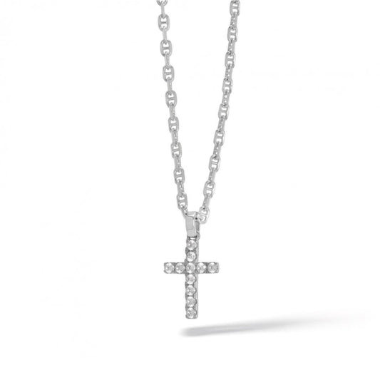 Collana da uomo Comete in argento con croce e zirconi MISURA UNICA