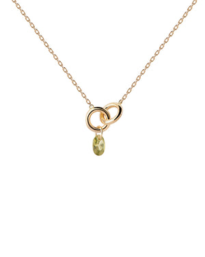 Collana girocollo da donna della collezione PDPAOLA Essential in argento 925 dorato con zircone verde pendente CO01-845-U