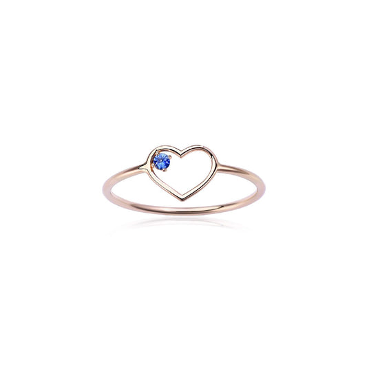 Anello solitario Burato Con Amore donna oro rosa cuore e zaffiro blu 0,03ct CO192-1