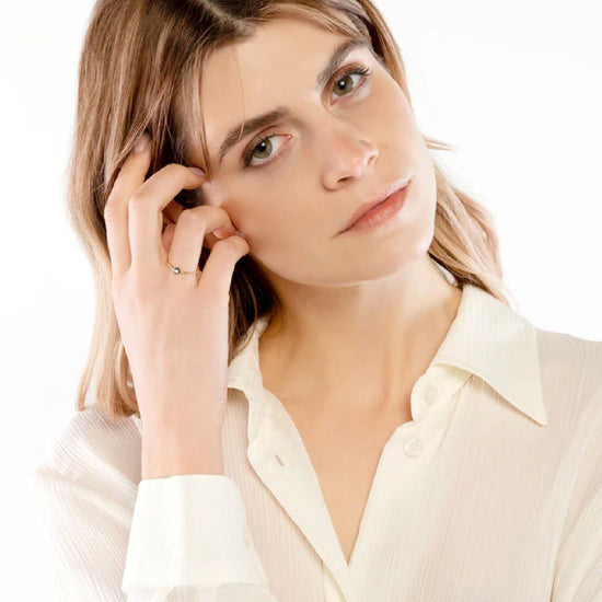 Anello solitario Burato Solitaire donna oro giallo rodio nero e diamante 0,10ct CQ609-2