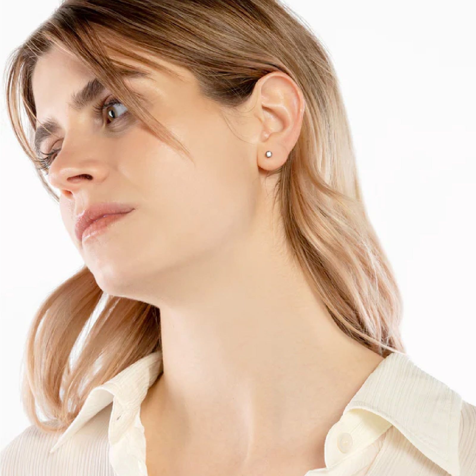 Orecchino punto luce Burato Solitaire donna oro, rodio nero, diamante 0,10ct CQ621-2