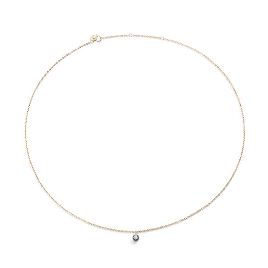 Collana punto luce donna Burato Solitaire oro diamante 0,10ct castone nero CQ624-1