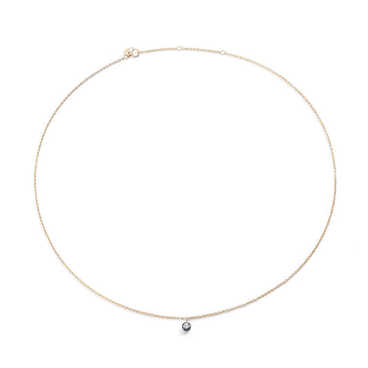 Collana punto luce donna Burato Solitaire oro diamante 0,10ct castone nero CQ624-1