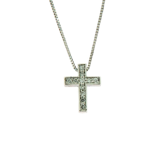 Collana donna Rose Gioielli in oro bianco con croce di diamanti 0,055ct CR056-1
