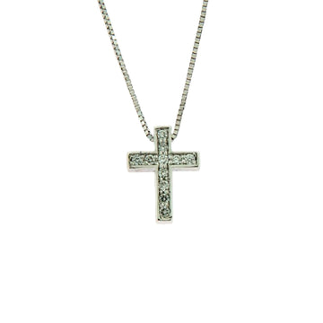 Collana donna Rose Gioielli in oro bianco con croce di diamanti 0,055ct CR056-1