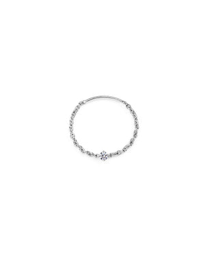 Anello solitario della collezione Burato Solitaire da donna in oro bianco 18kt con catena morbida diamante carati 0,05 CT401