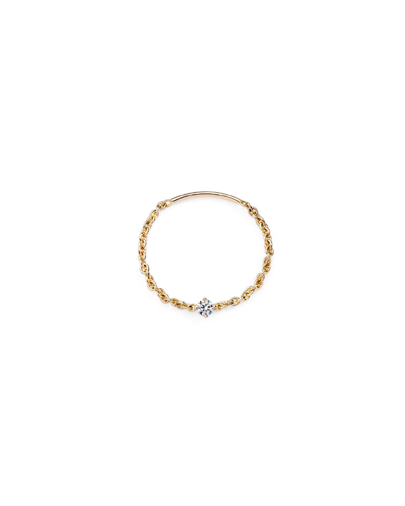 Anello solitario della collezione Burato Solitaire da donna in oro giallo 18kt con catena morbida diamante carati 0,05 CT402