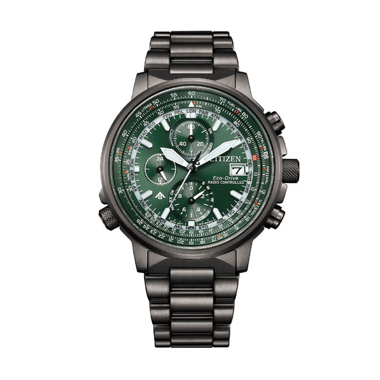 Orologio radiocontrollato Citizen con quadrante verde da uomo MISURA UNICA