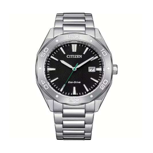 Orologio da uomo eco drive Citizen in acciaio quadrante nero MISURA UNICA