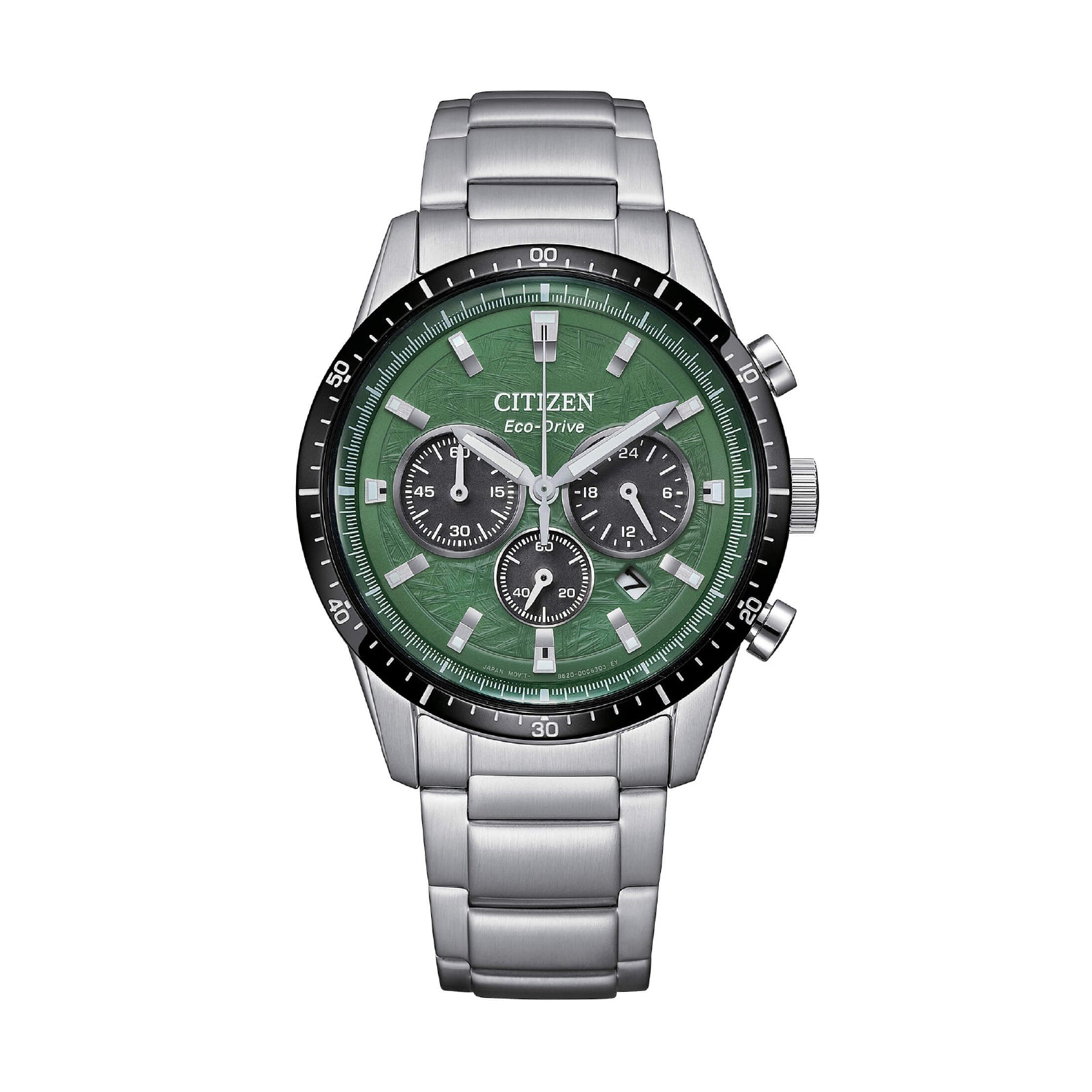 Orologio crono Citizen eco drive acciaio quadrante verde chiaro