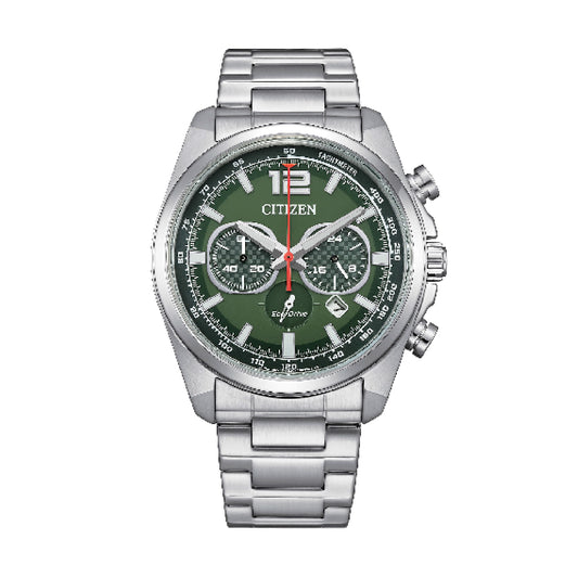 Orologio uomo crono Citizen eco drive acciaio quadrante verde MISURA UNICA
