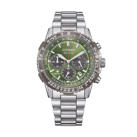Orologio cronografo Citizen in acciaio con quadrante verde MISURA UNICA