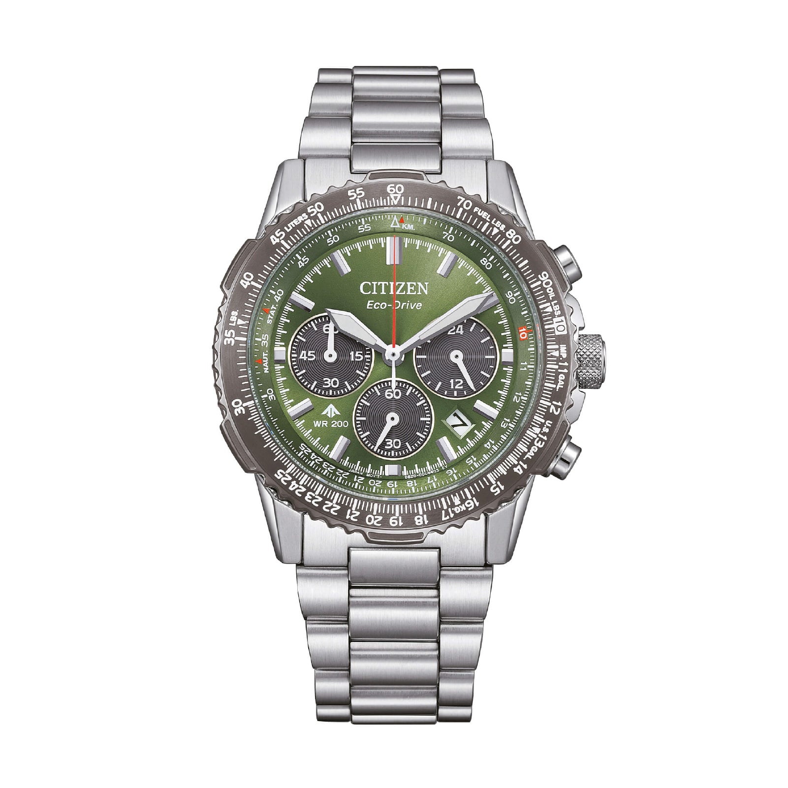 Orologio cronografo Citizen in acciaio con quadrante verde MISURA UNICA