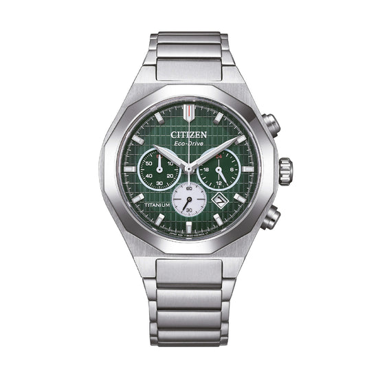 Orologio cronografo Citizen in super titanio quadrante verde MISURA UNICA