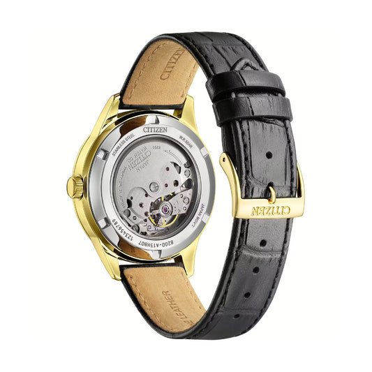 Orologio da uomo meccanico Citizen con cinturino in pelle nera MISURA UNICA