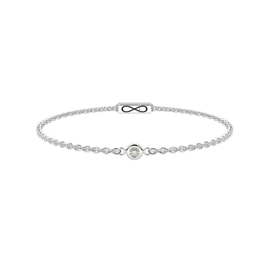 Bracciale Kidult Infinity in acciaio con diamante Lab-Grown 16 cm
