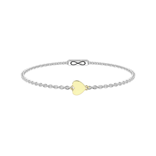 Bracciale Kidult Infinity in acciaio con cuore in oro 9KT 16 cm