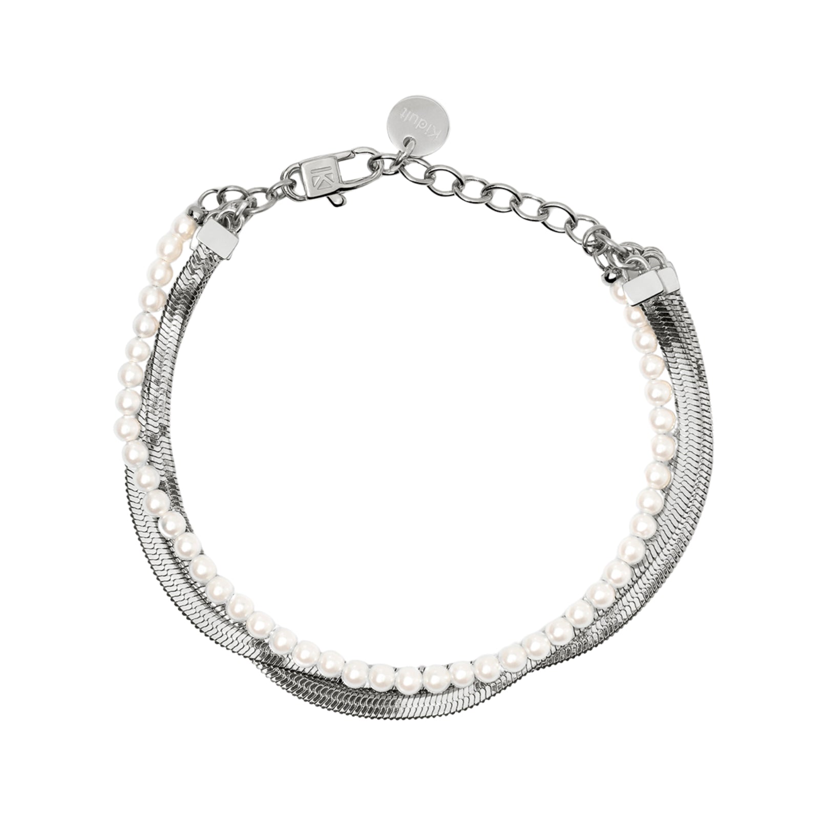 Bracciale con perle conchiglia Kidult Style acciaio Regolabile 16-19 cm