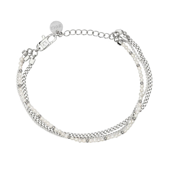 Bracciale catena multifilo Kidult Style acciaio perle e sfere Regolabile 16-19 cm