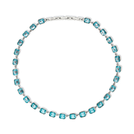 Collana girocollo Kidult Style in acciaio e cristalli azzurri MISURA UNICA