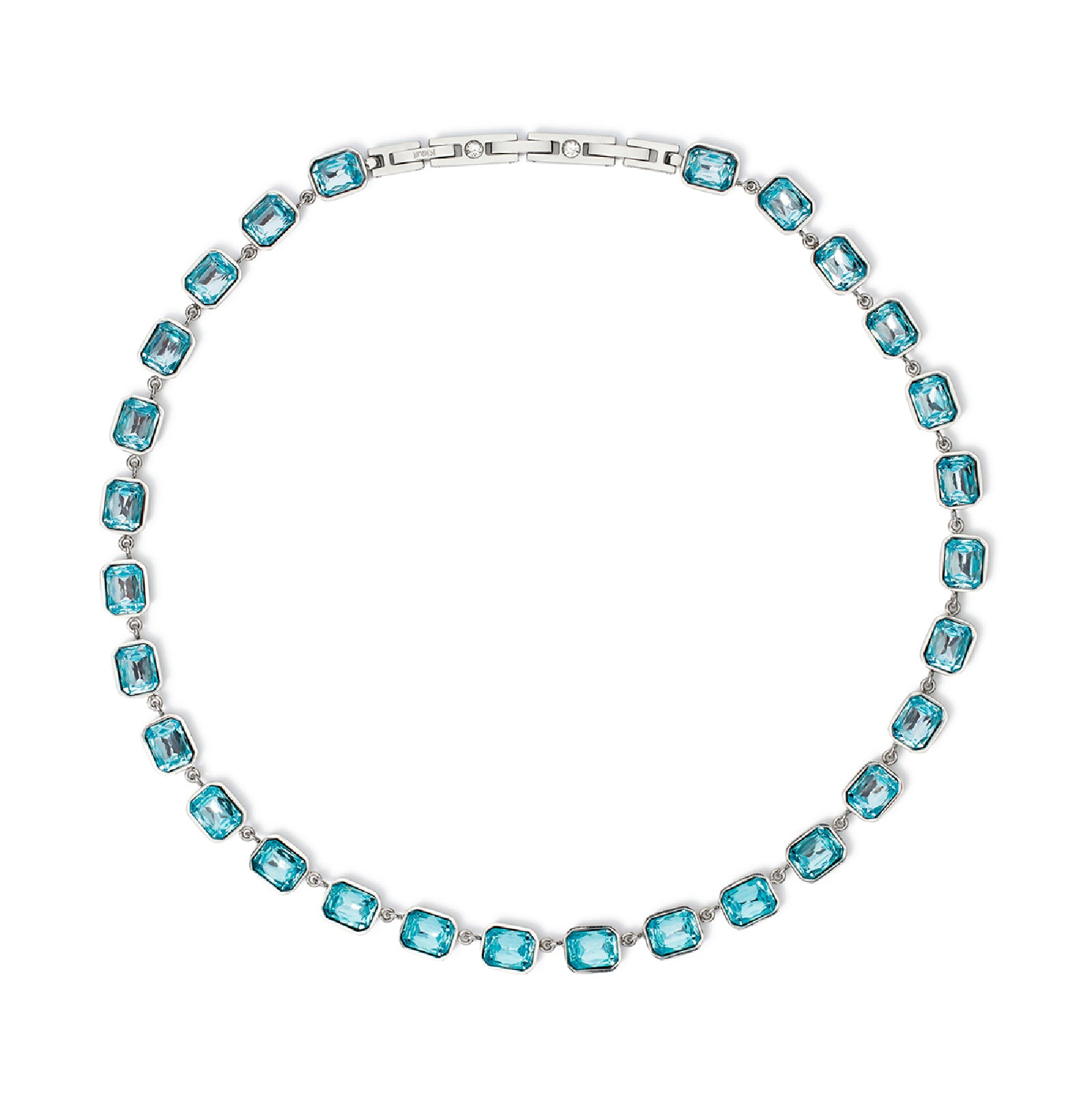 Collana girocollo Kidult Style in acciaio e cristalli azzurri MISURA UNICA