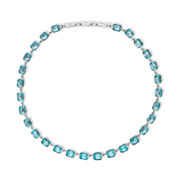 Collana girocollo Kidult Style in acciaio e cristalli azzurri MISURA UNICA