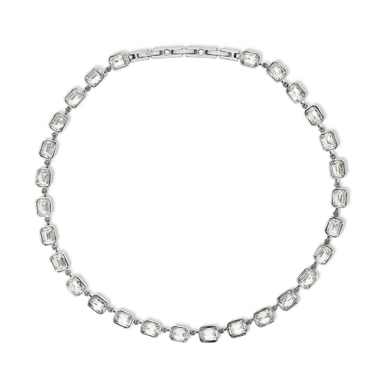 Collana girocollo Kidult Style in acciaio e cristalli bianchi MISURA UNICA