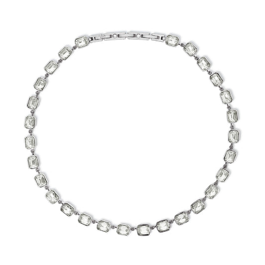 Collana girocollo Kidult Style in acciaio e cristalli bianchi MISURA UNICA