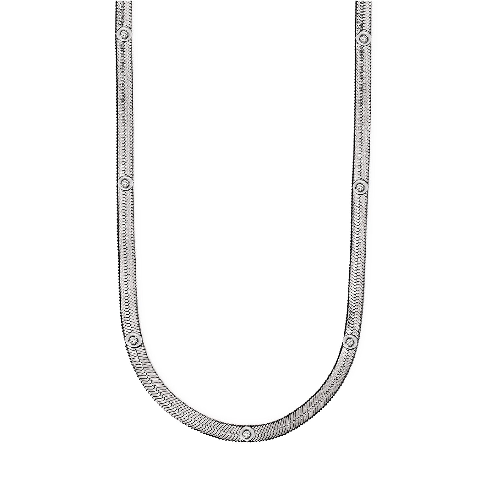 Collana girocollo Kidult Style con catena snake e cristalli MISURA UNICA