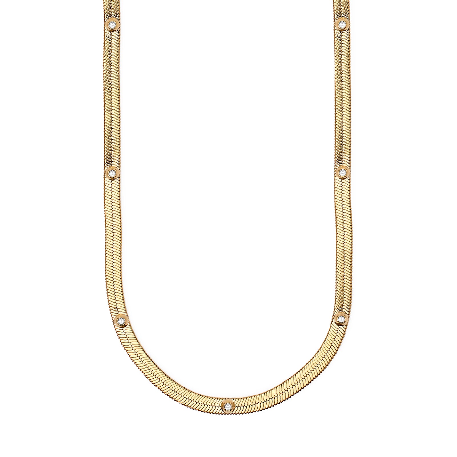 Collana girocollo Kidult Style con catena snake oro e cristalli MISURA UNICA