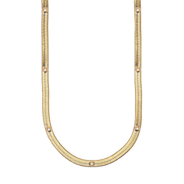 Collana girocollo Kidult Style con catena snake oro e cristalli MISURA UNICA