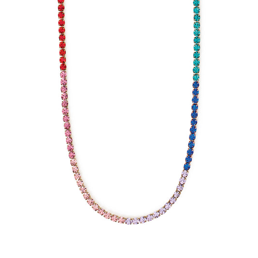 Collana girocollo Kidult Style in acciaio e cristalli colorati MISURA UNICA