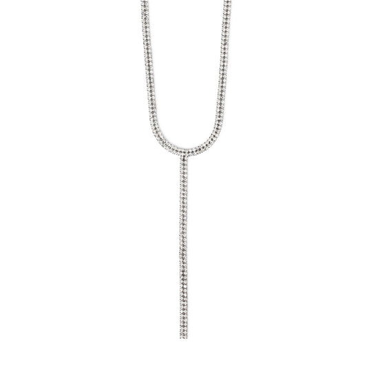 Collana Kidult Style in acciaio argento e cristalli bianchi MISURA UNICA