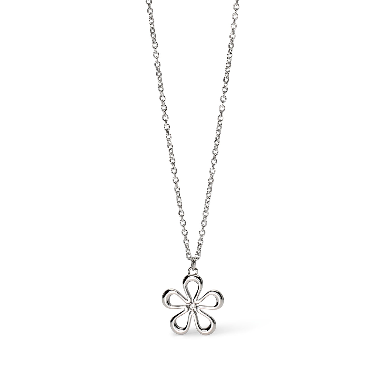 Collana girocollo con fiore e cristallo Kidult Style acciaio MISURA UNICA