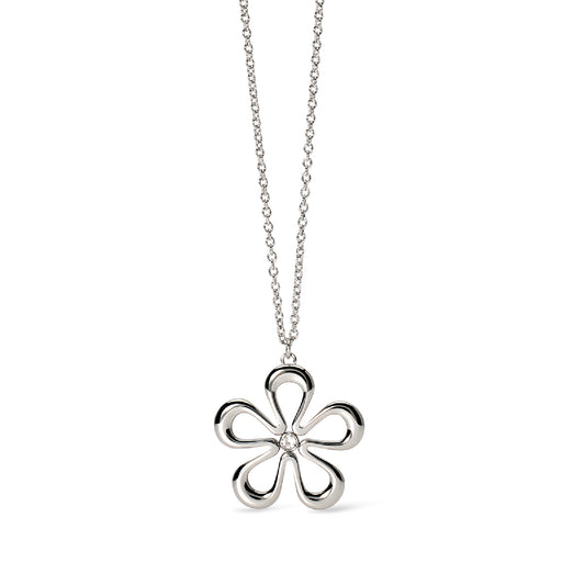 Collana lunga con fiore e cristallo Kidult Style acciaio MISURA UNICA