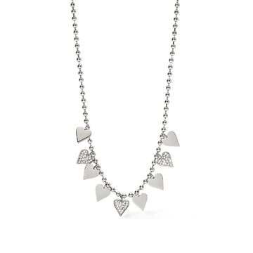 Collana girocollo cuori e cristalli Kidult Style acciaio MISURA UNICA