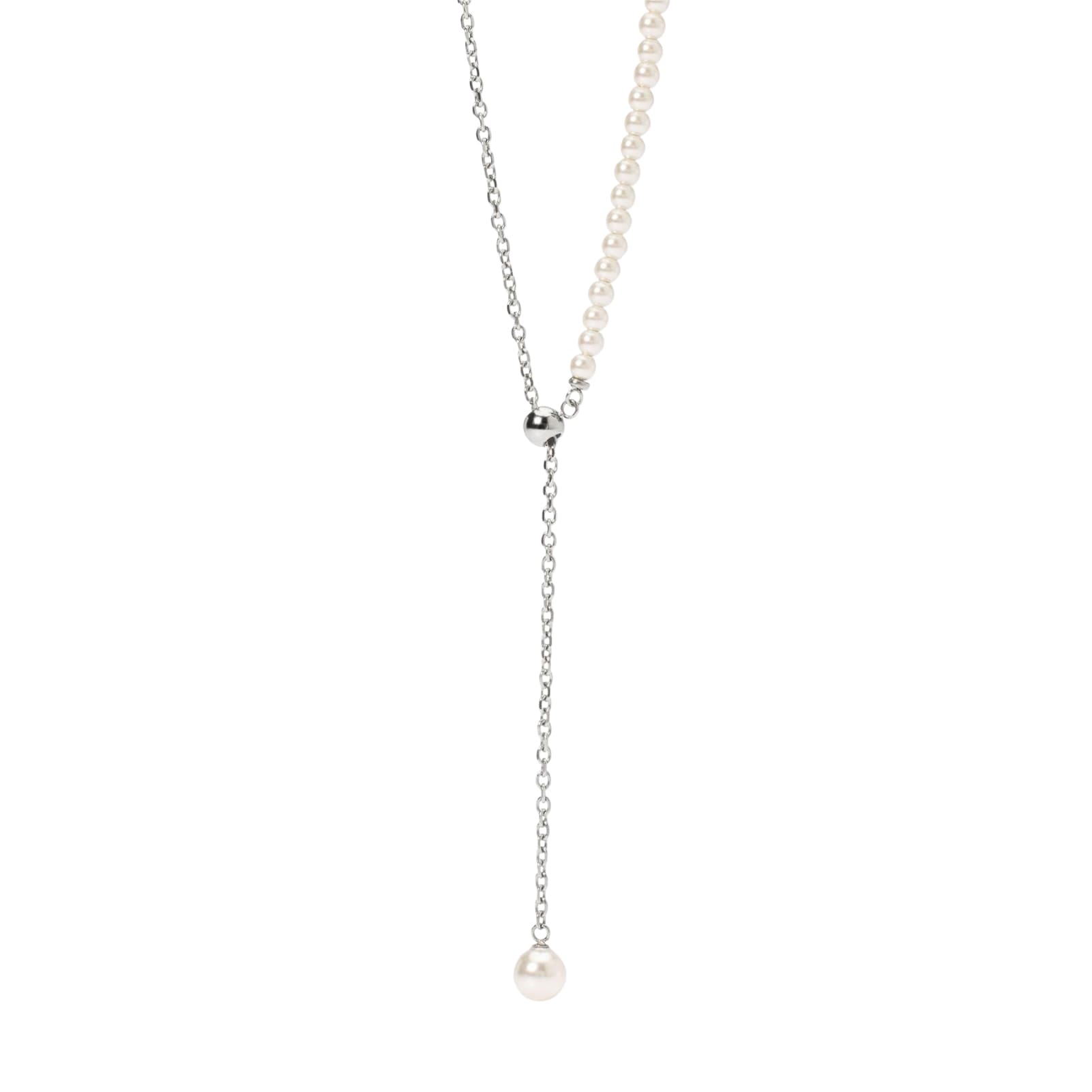 Collana lunga con pendente Kidult Style con perle bianche MISURA UNICA