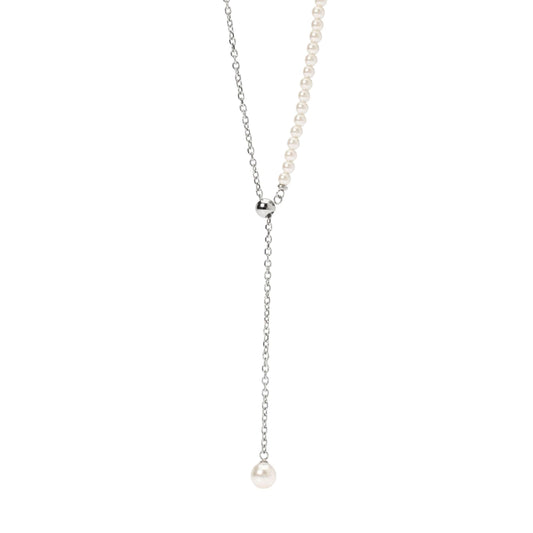 Collana lunga con pendente Kidult Style con perle bianche MISURA UNICA