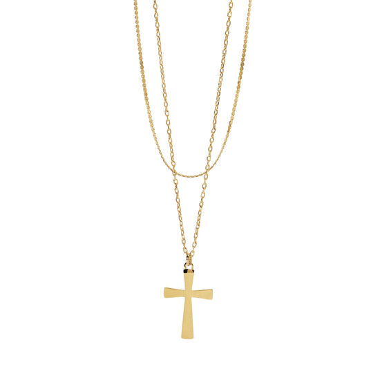 Collana multifilo Kidult Style acciaio dorato croce pendente MISURA UNICA