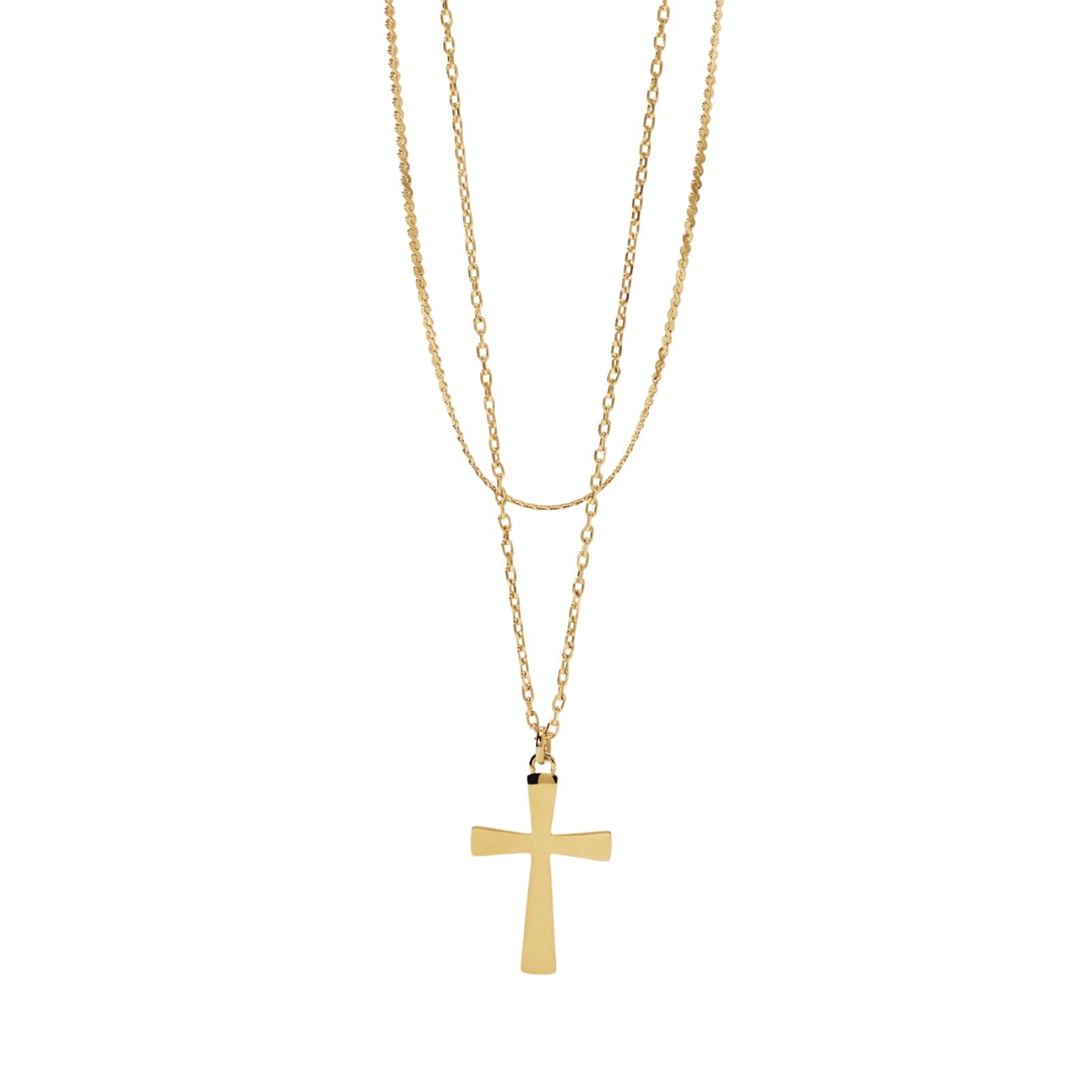 Collana multifilo Kidult Style acciaio dorato croce pendente MISURA UNICA