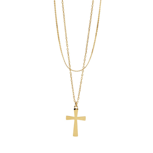 Collana multifilo Kidult Style acciaio dorato croce pendente MISURA UNICA
