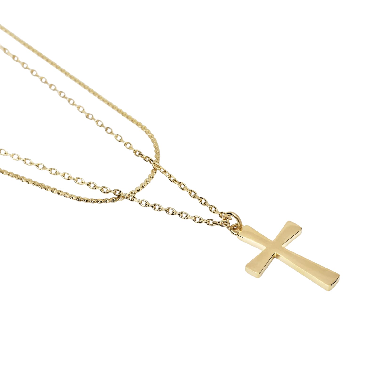 Collana multifilo Kidult Style acciaio dorato croce pendente MISURA UNICA