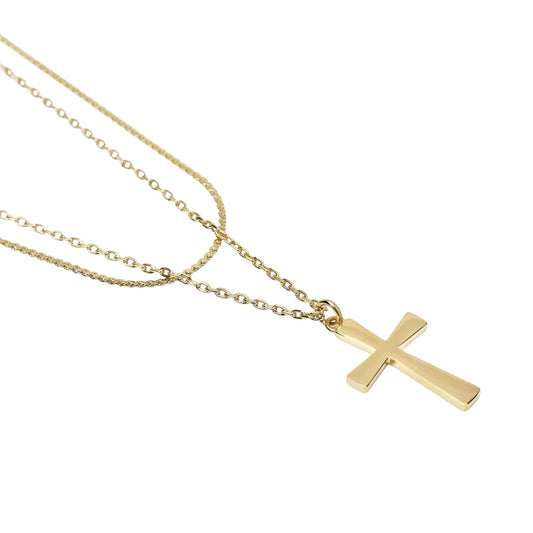 Collana multifilo Kidult Style acciaio dorato croce pendente MISURA UNICA
