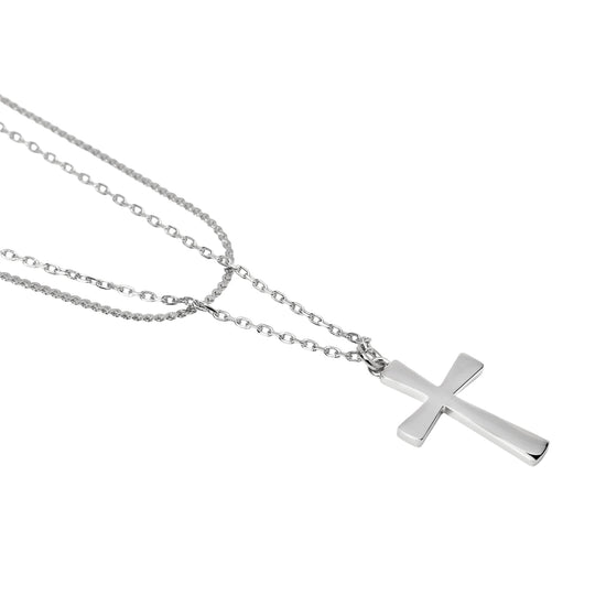 Collana multifilo Kidult Style in acciaio con croce pendente MISURA UNICA