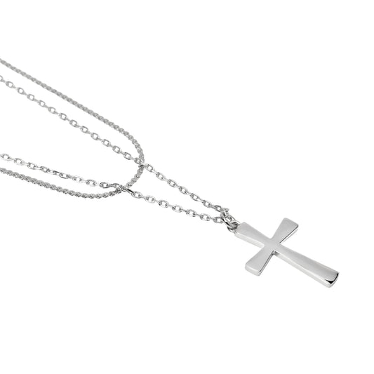 Collana multifilo Kidult Style in acciaio con croce pendente MISURA UNICA