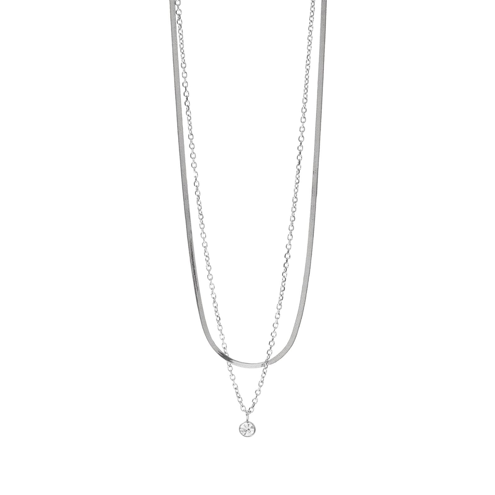 Collana girocollo Kidult in acciaio con catene e cristallo MISURA UNICA