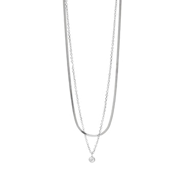 Collana girocollo Kidult in acciaio con catene e cristallo MISURA UNICA