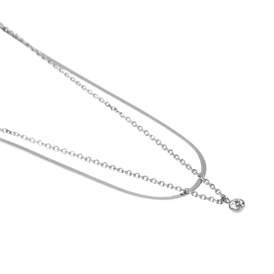 Collana girocollo Kidult in acciaio con catene e cristallo MISURA UNICA